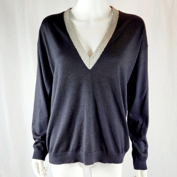 Brunello Cucinelli Sweaters - Brunello Cucinelli Women Cashmere Black Sweater